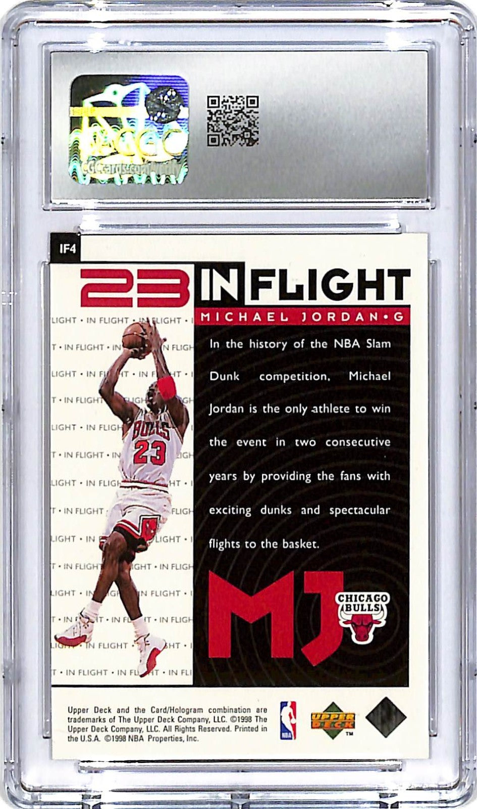 1998-99 Upper Deck MJ Living Legend Michael Jordan In Flight IF4 CGC 10 Bulls