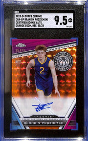 2023-24 Topps Chrome Certified RC Auto Brandin Podziemski Orange #/25 SGC 9.5