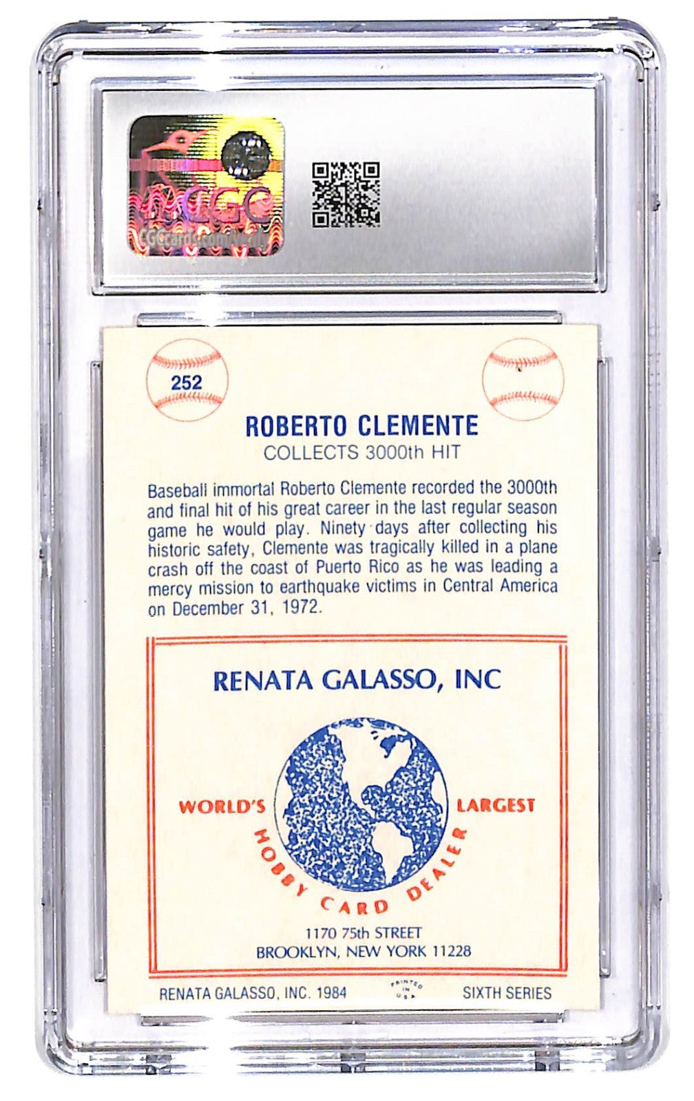1977-84 Roberto Clemente TCMA Renata Galasso - Series 6  #252 CGC 8.5