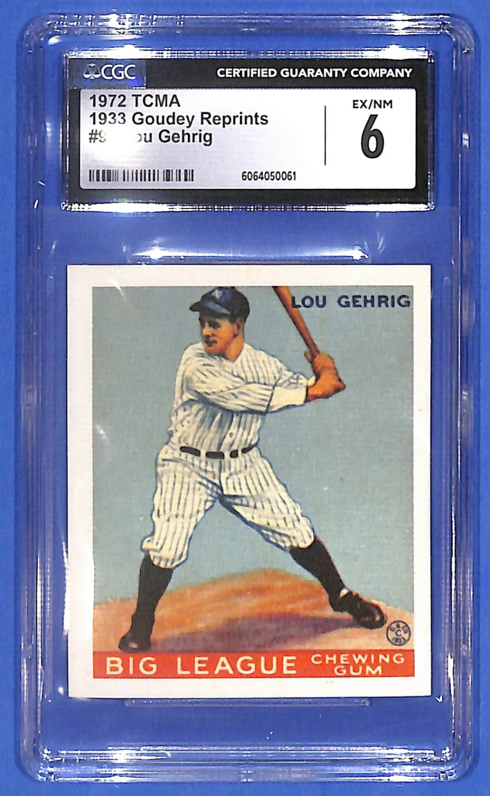1972 TCMA 1933 Goudey Reprint #92 Lou Gehrig (HOF) CGC 6 EX-NM N.Y. Yankees