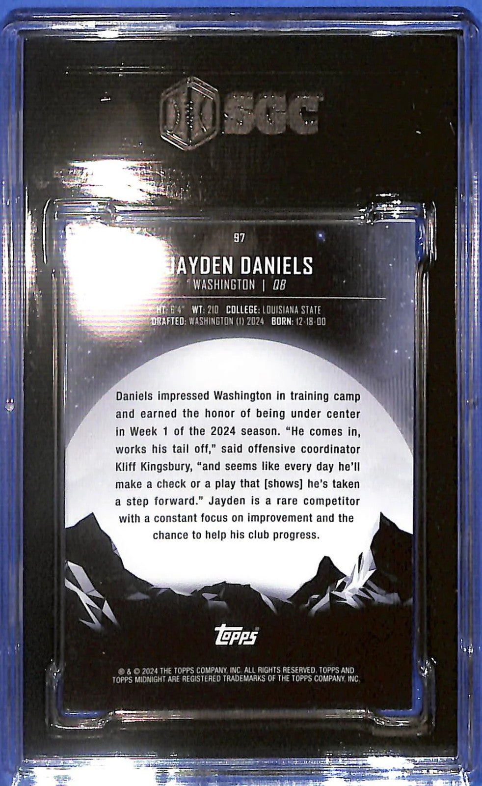 2024 Topps Midnight Jayden Daniels Rookie RC WInter Solstice /35 SGC 9 #97