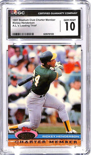 1991 Rickey Henderson Topps Stadium Club Members Top AL Thief CGC Gem Mint 10