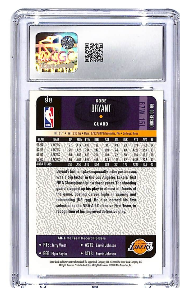 2000-01 Upper Deck Victory Kobe Bryant #98 CGC 9 Los Angeles Lakers