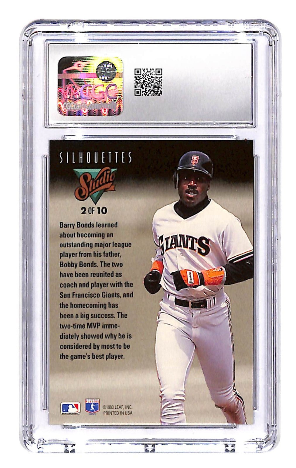 1993 Barry Bonds Leaf Studio Silhouettes #2 CGC Mint Plus 9.5