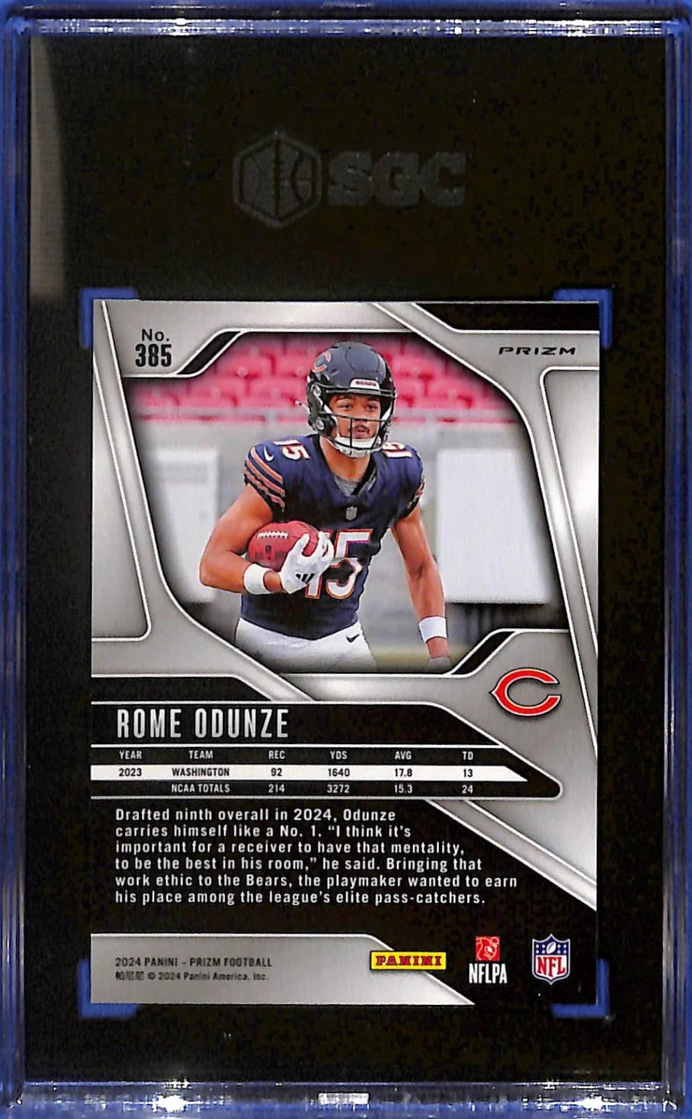 2024 Panini Prizm - Rookies Rome Odunze #385 Silver Prizm (RC) Chicago Bears