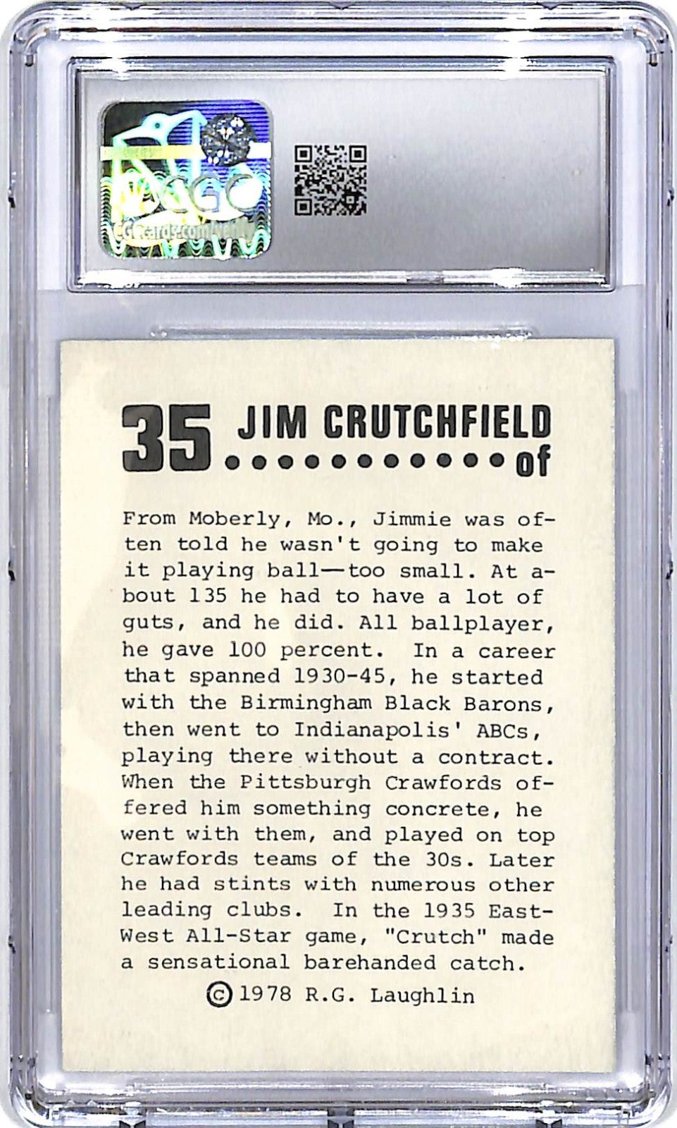 1978 Laughlin Long Ago Black Stars CGC 8 Jimmie Crutchfield #35