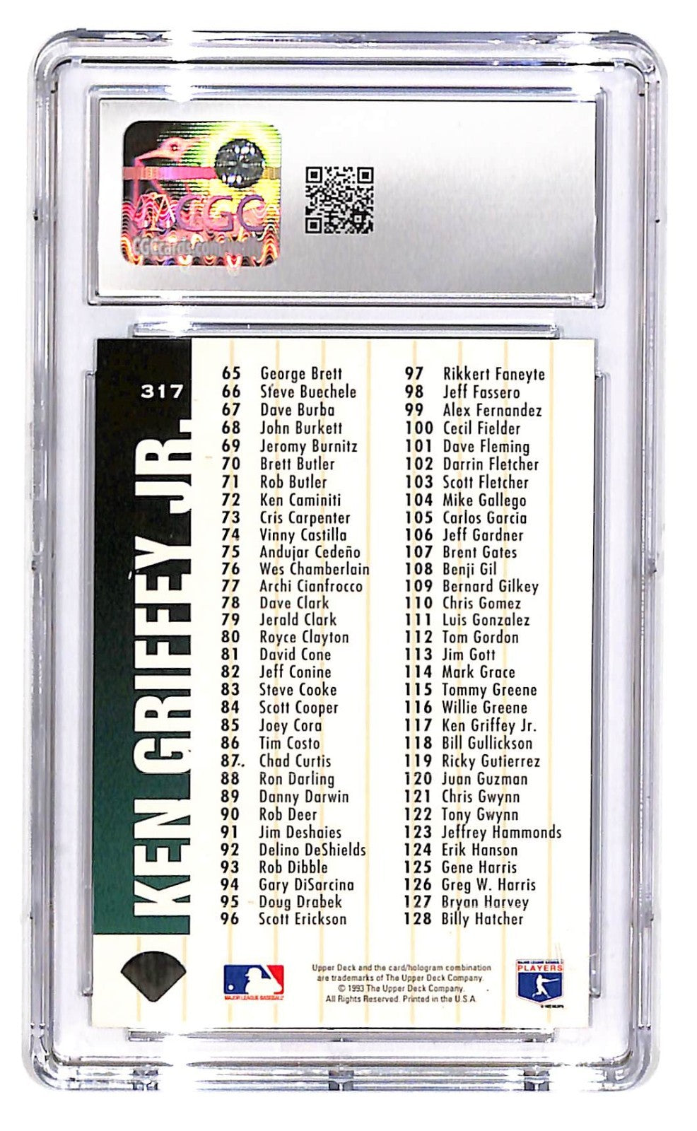 1993 Ken Griffey Jr. Upper Deck Collector's Choice - Checklist #317 CGC Mint 9.5