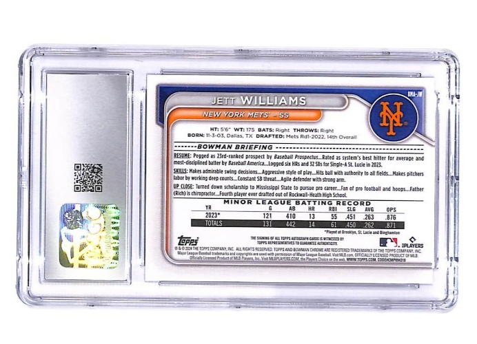 2024 Bowman Chrome - Mega Box  Autographs Jette Williams Mojo CGC 10/Auto 10