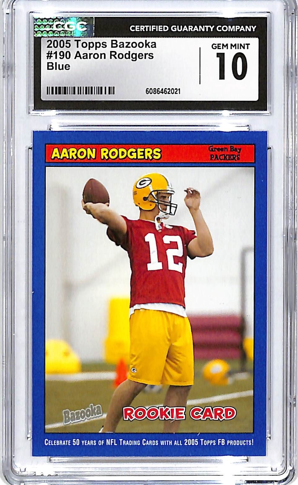 2005 Topps Bazooka Aaron Rodgers Rookie RC Blue #190 CGC 10 Packers