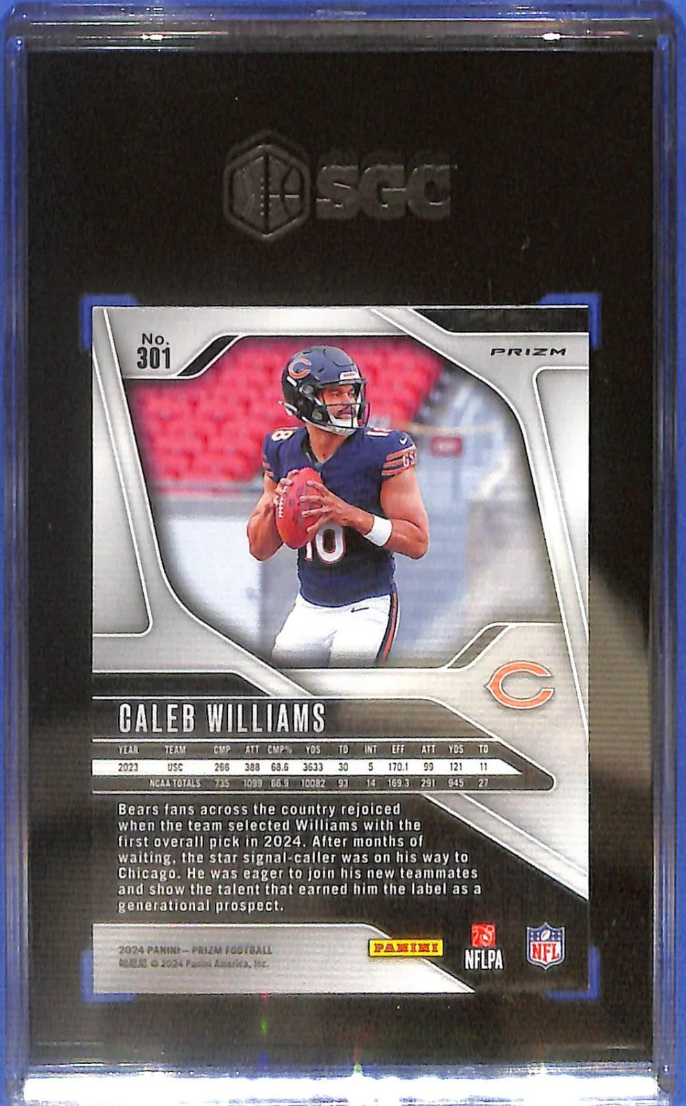 2024 Prizm Caleb Williams Rookie RC Red White and Blue SGC 8 #301 Bears