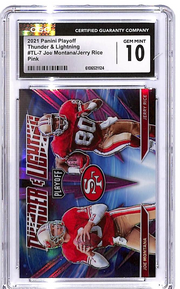 2021 Playoff Joe Montana Jerry Rice Thunder and Lightning Pink CGC 10 49ers