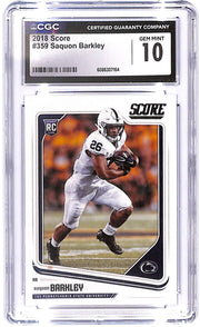 2018 Saquon Barkley Score - Rookies Penn State #359 (RC) CGC Mint 10
