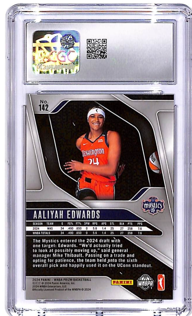 2024 Prizm WNBA Aaliyah Edwards Rookie RC Cracked Ice #142 CGC 9.5 Mystics