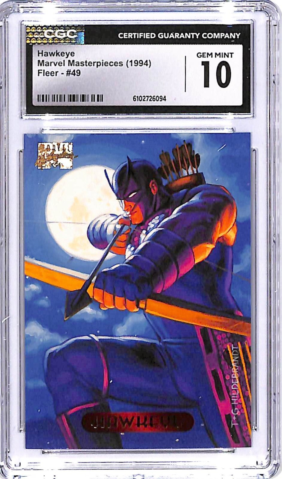 1994 Fleer Marvel Masterpieces Hawkeye #49 CGC 10