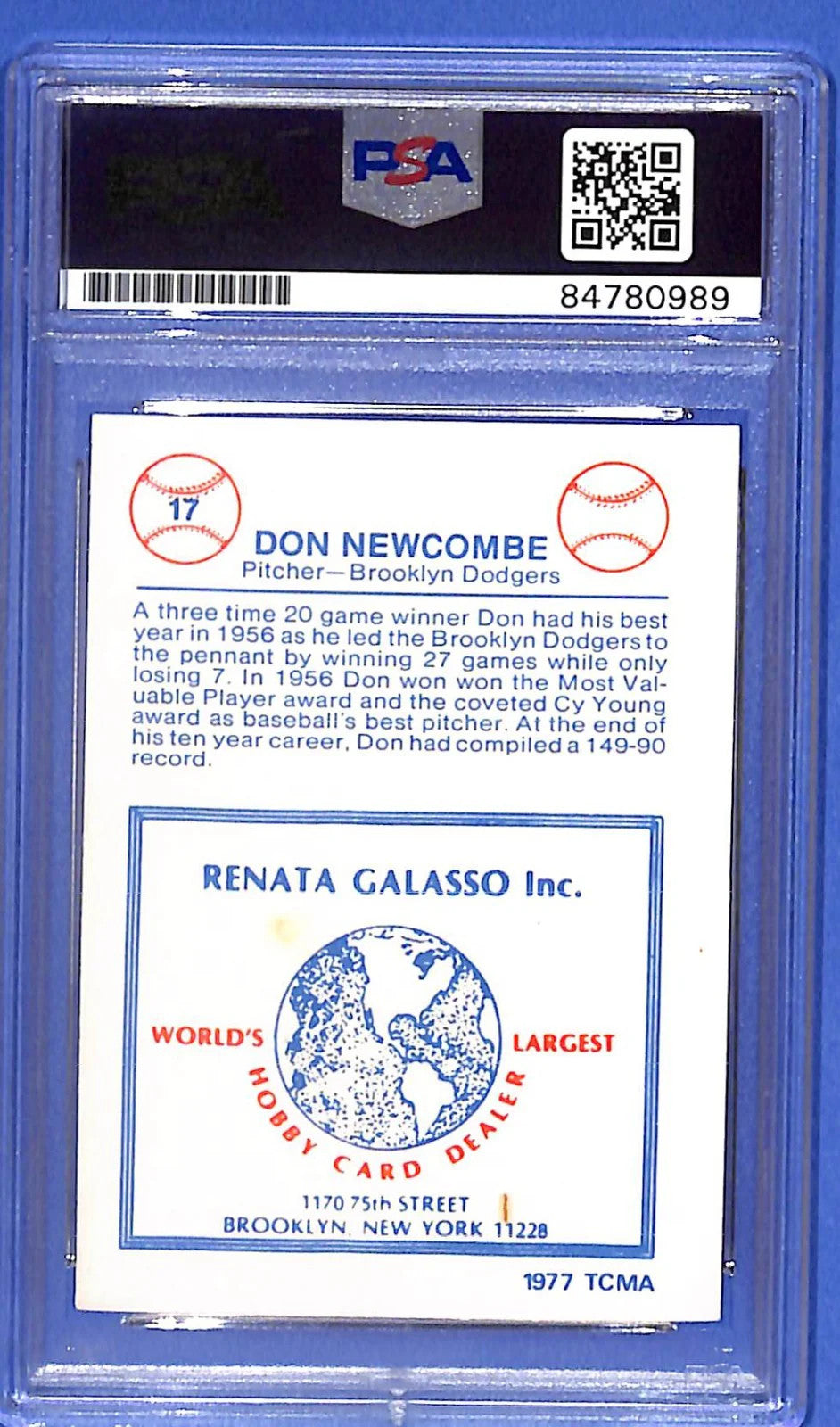 1977-84 TCMA Renata Galasso Series 1 Signed Don Newcombe #17 PSA/DNA Certified