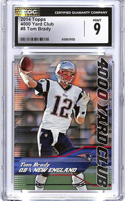 2014 Topps Tom Brady 4000 Yard CLub #8 CGC 9 Patriots