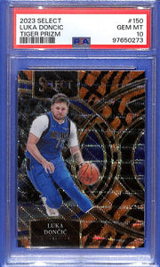 2023 Luka Doncic Panini Select Tiger Prizm #150 PSA 10 GEM Mavericks
