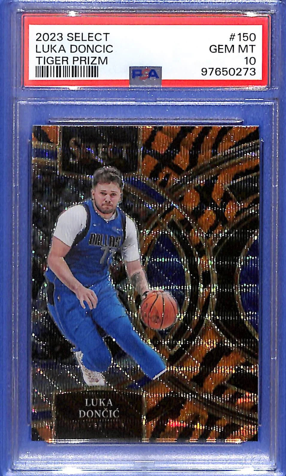 2023 Luka Doncic Panini Select Tiger Prizm #150 PSA 10 GEM Mavericks