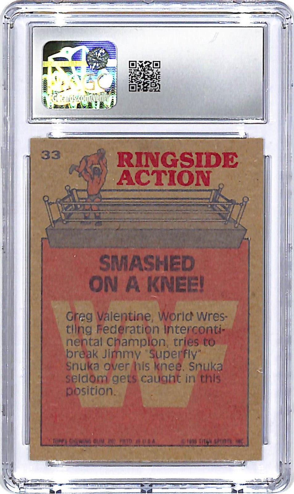 1985 Topps WWF Smashed On A Knee! #33 Greg Valentine Jimmy Snuka CGC 9