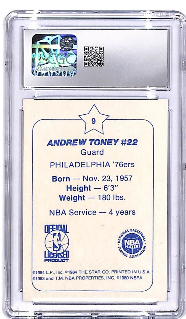 1984-85 Star Arena Andrew Toney #9 CGC 9 76ers