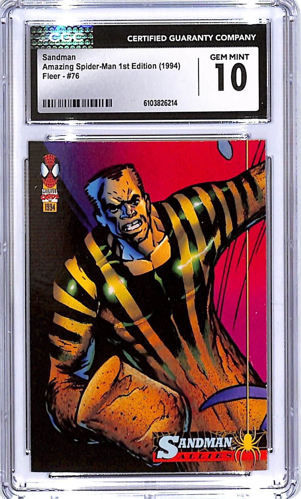 1994 Fleer Amazing Spider-Man 1st Edition Sandman #76 CGC 10