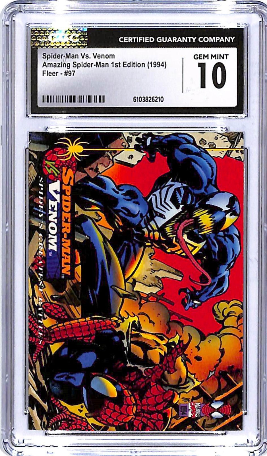 1994 Fleer Amazing Spider-Man 1st Edition Spider-Man vs Venom #97 CGC 10