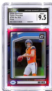 2024 Donruss Bo Nix Optic Preview Rated Rookie RC Pink CGC 9.5 #369 Broncos