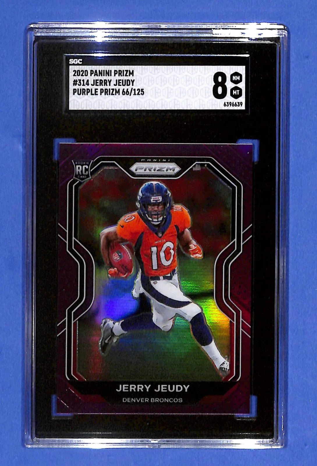 2020 Panini Prizm Rookie Jerry Jeudy #314 Purple Prizm #66/125 (RC) SGC 8 NM-MT