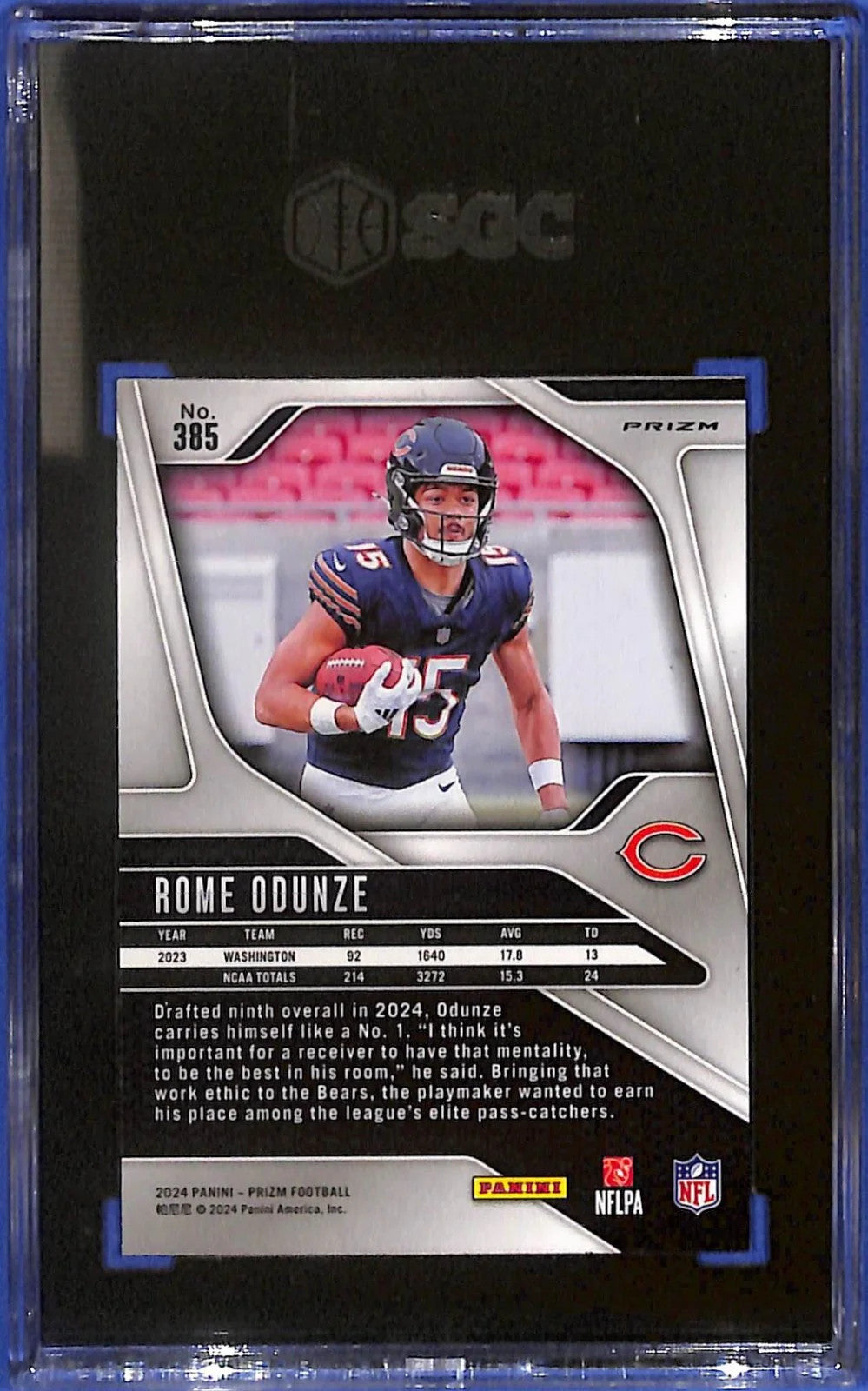 2024 Rome Odunze Panini Prizm - Rookies #385 Pink Prizm (RC) SGC 9 Chicago Bears