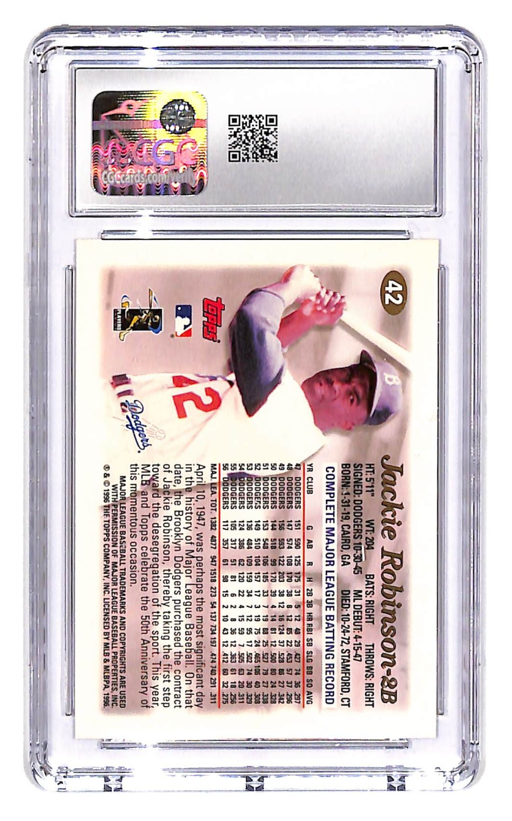 1996 Jackie Robinson Topps - #42 CGC Mint Plus 9.5