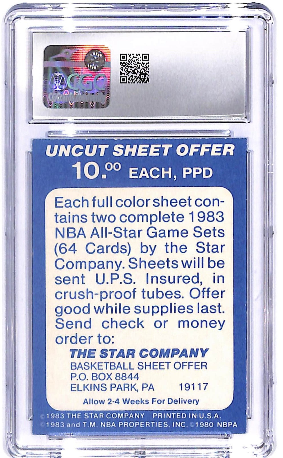 1983 Kareem Abdul-Jabbar Star NBA All-Star Game - Uncut Sheet Offer CGC 7.5