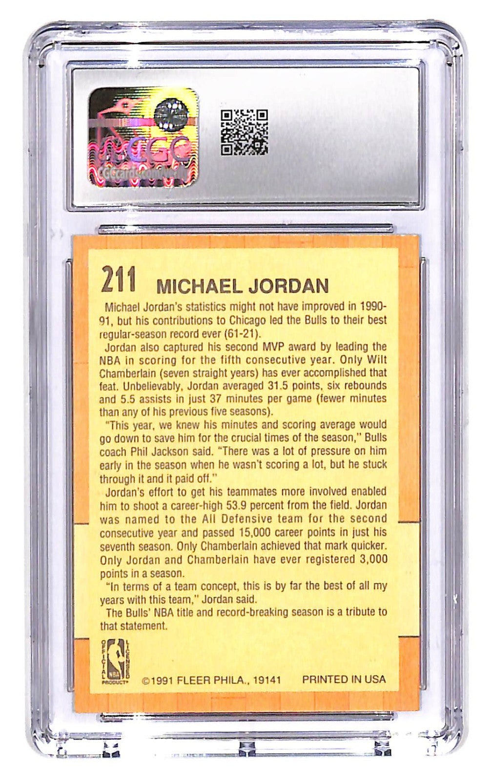1991-92 Michael Jordan Fleer -All-Star Team #211 CGC Mint 9