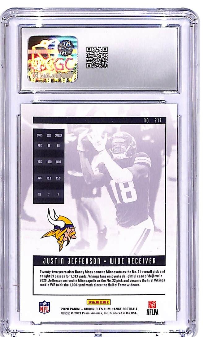 2020 Chronicles Justin Jefferson Luminance Rookie RC Teal #217 CGC 9.5 Vikings