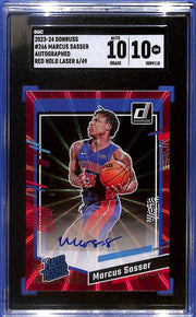 2023 Marcuss Sasser Donruss Red Holo Laser Auto (RC) #6/49 SGC 10 Auto 10 #266