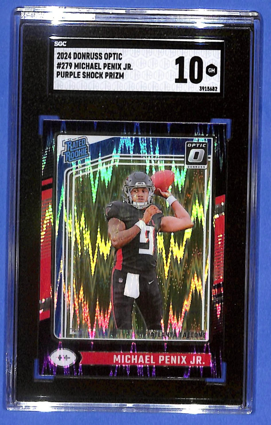 2024 Panini Donruss Optic R.R. Michael Penix Jr. RC #279 Purple Shock SGC 10