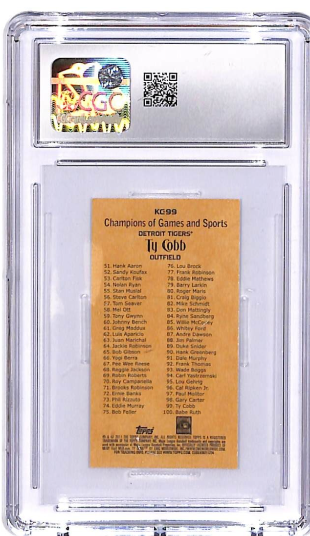 2011 Topps Kimball Champions Ty Cobb KC-99 CGC 10 Tigers Gem Mint