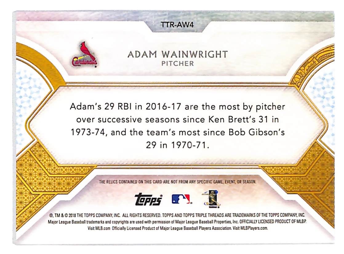 2018 Adam Wainwright Topps Triple Threads Relics - TTR-AW4 #16/36