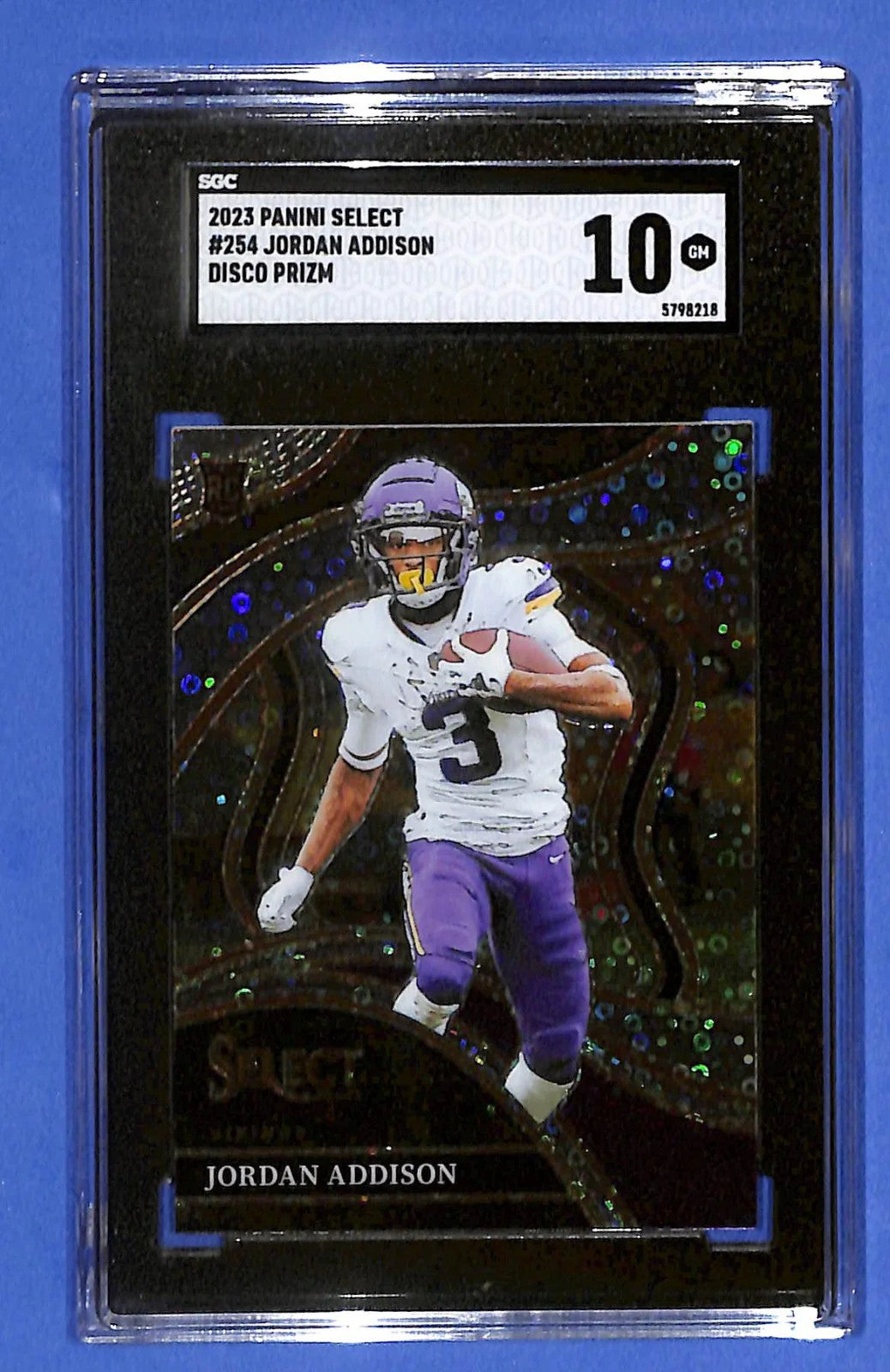 2023 Panini Select Jordan Addison #254 Disco Prizm RC SGC 10 GM Vikings