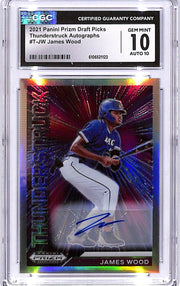 2021 Prizm Draft Picks James Wood Thunderstruck Signatures Auto Autograph CGC 10