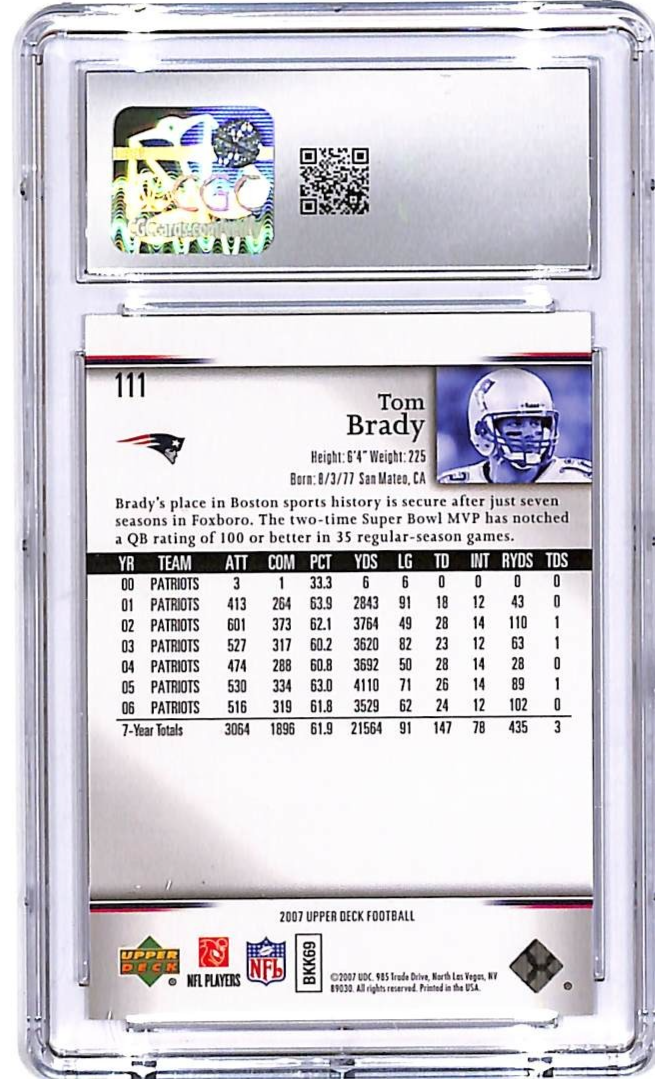 2007 Upper Deck Tom Brady #111 CGC 9 Patriots