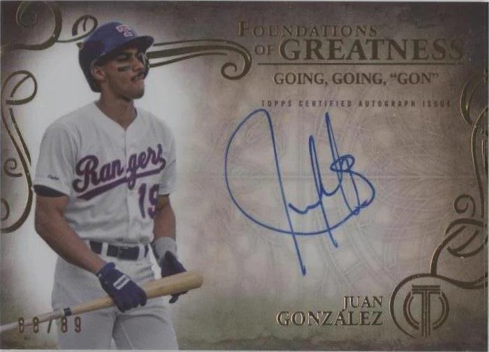 2015 Juan González Topps Tribute Foundations of Greatness Auto THEN-JG #89/89