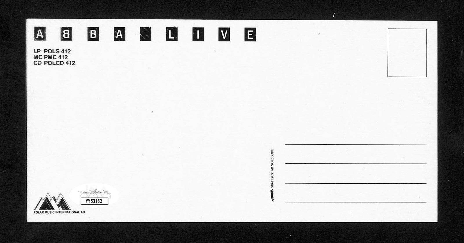 ABBA 8.25"x4" Postcard Autograph JSA Authentic