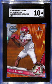 2023 Bowman Chrome U University Malik Benson Orange Shimmer #9/25 SGC 10