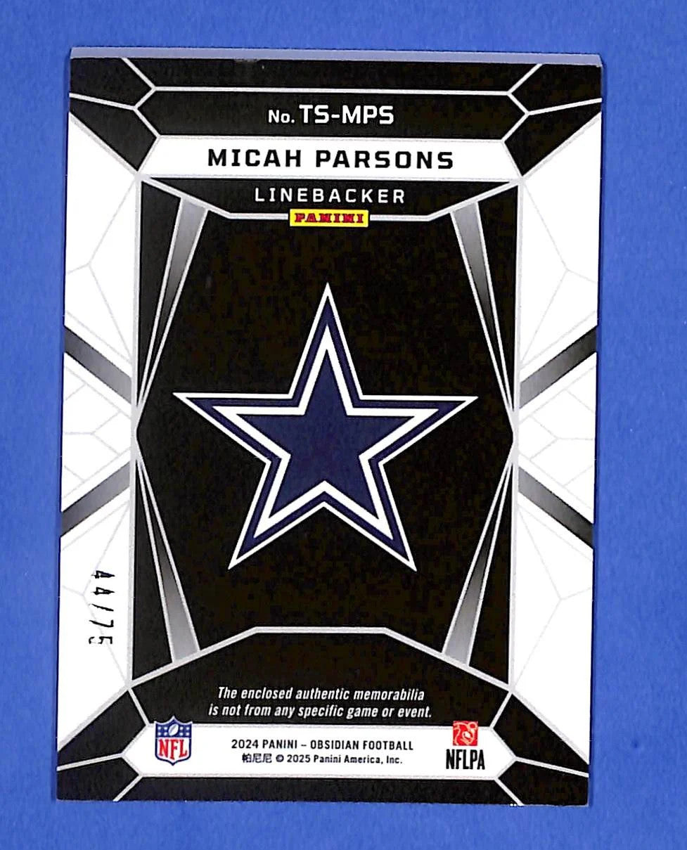 2024 Panini Obsidian - Trifecta Swatches Micah Parsons #TS-MPS Red #44/75 (MEM)
