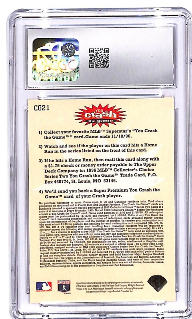 1996 Collectors Choice Crash The Game Mike Piazza Gold CG21 CGC 10 Dodgers