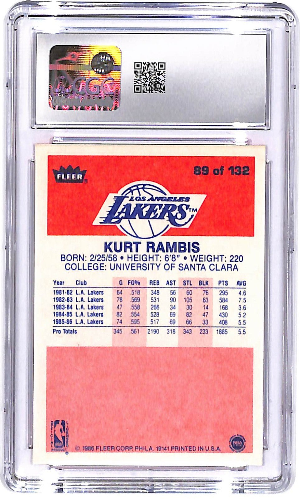 1986-87 Fleer - Kurt Rambis #89 CGC 9