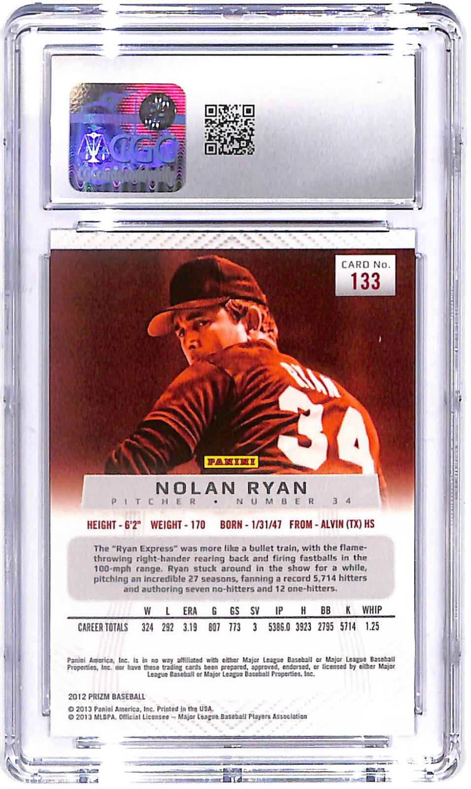 2012 Nolan Ryan Panini Prizm #113 - (HOF) CGC Mint 10