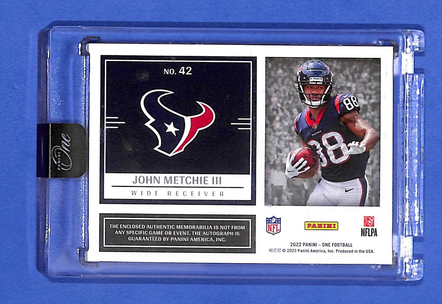 2022 Panini One Rookie Dual Patch AutoJohn Metchie III #42 /199 (AU, RC, MEM)