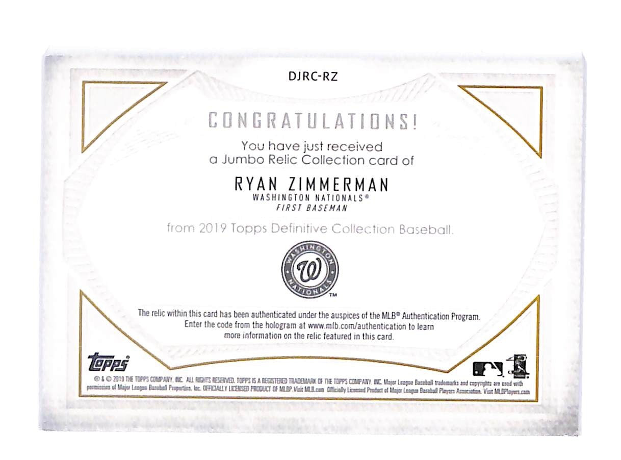 2019 Ryan Zimmerman Topps Definitive Collection Jumbo Relic Blue DJRC-RZ #7/20