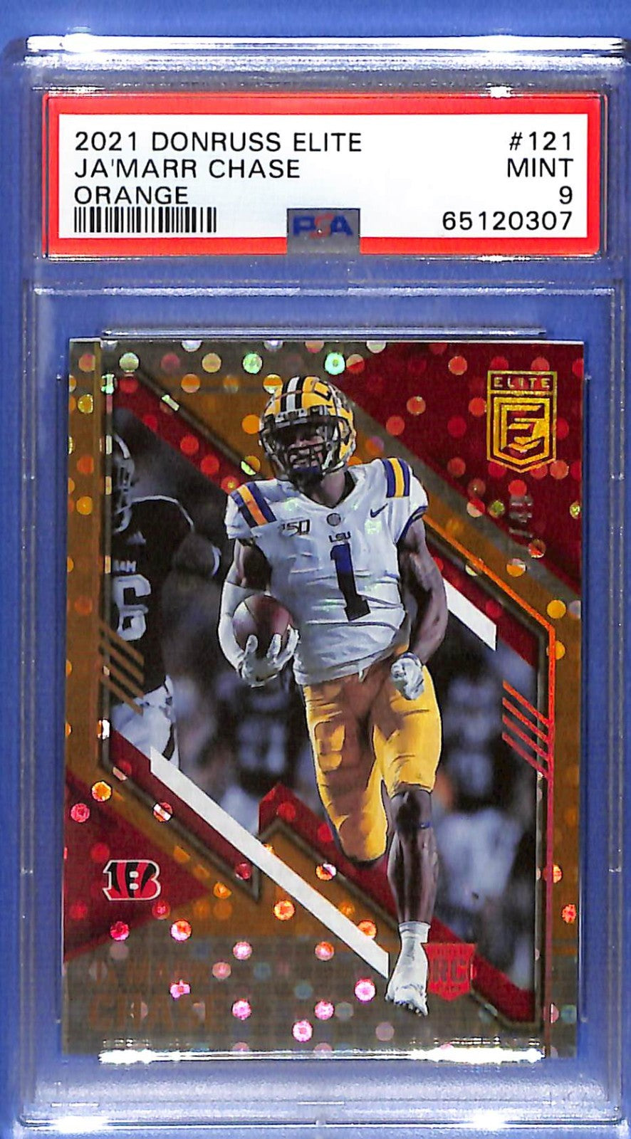 2021 Elite Ja'Marr Chase Rookie RC Orange /49 PSA 9 #121 Bengals